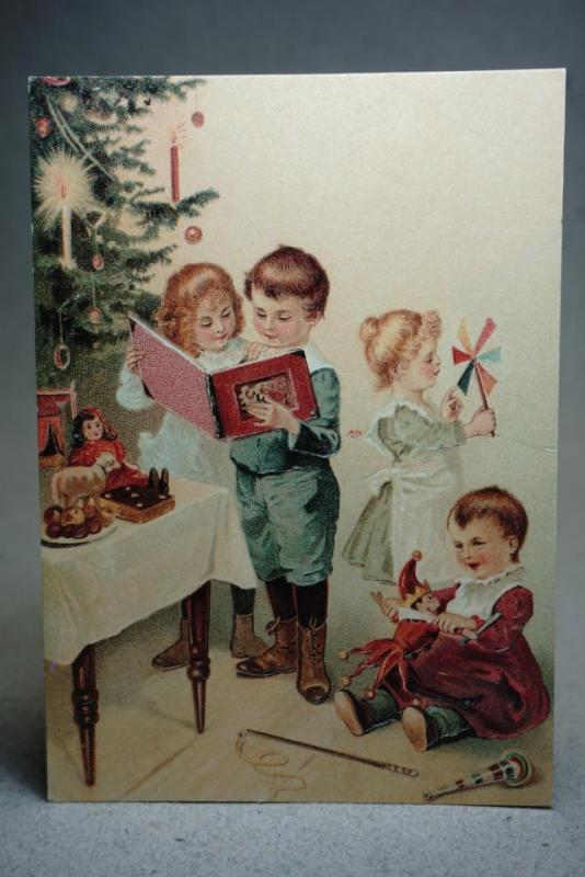 Vykort Barn i juletid  - Oskrivet 