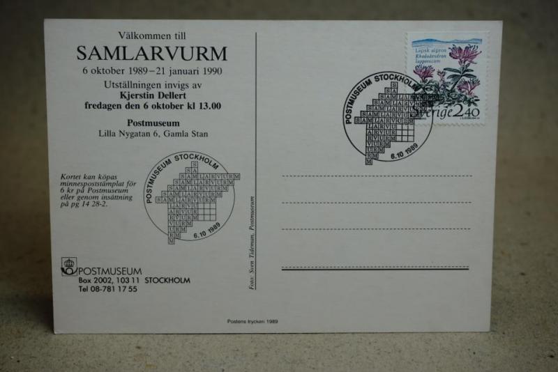 Samlarvurm 1990 - Vykort med fint stämplat frimärke