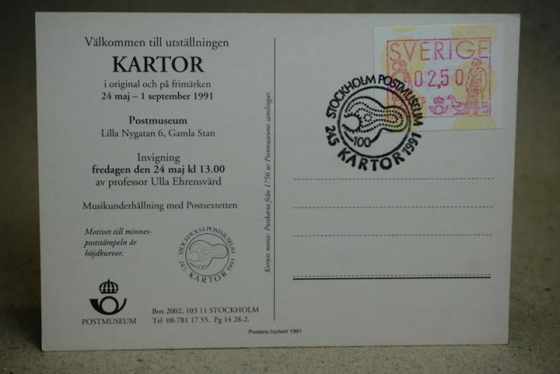 Vykort Kartor 1991  - Vykort med fint stämplat frimärke 2.50