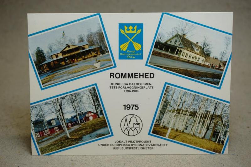 Rommehed 1975 Kungliga Dalregementets förläggningsplats 1796-1908  - Vykort med fint stämplat frimärke - Borlänge 