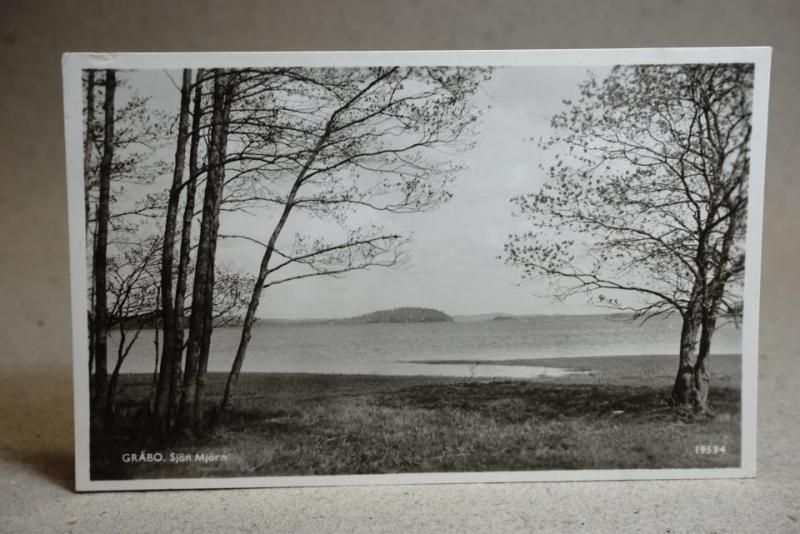 Gråbo - Vy sjön Mjörn 1952 - Gammalt skrivet Vykort - Pressbyrån