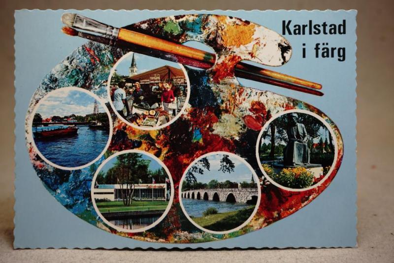 Palettkort - Karlstad i färg Flerbild - Fin Svensk evenemangstämpel / Ortsstämpel Göteborg 1974