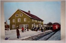 Röros Jernbanestasjon tåg nr. 3.611 Folksamling  ...  Norway - Fin Svensk evenemangstämpel / Ortsstämpel - Kolmården 1975