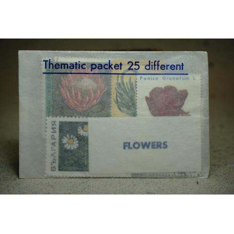 Oöppnad förpackning Blommor Motiv - 25 stycken frimärken - Thematic packet 25 different Flowers