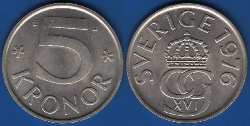 Sverige - 5 krona 1976 bra skick