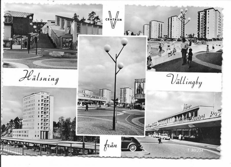 Vykort. Stockholm Vällingby Hälsning,, PB T 301234 . 1950 -1960.