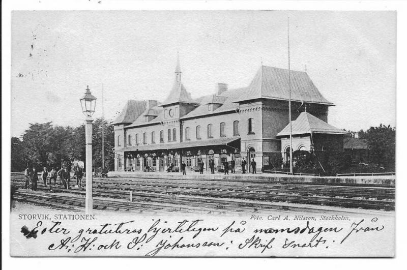 Vykort. Storvik Järnvägsstation, 1904  Gästrikland