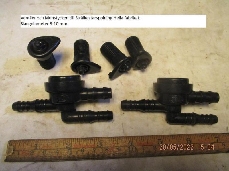 Ventiler och Munstycken till Strålkastarspolning Hella fabrikat Slangdiam 8-10mm
