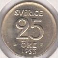 Sverige - 25 öre 1953 hög kvalitet
